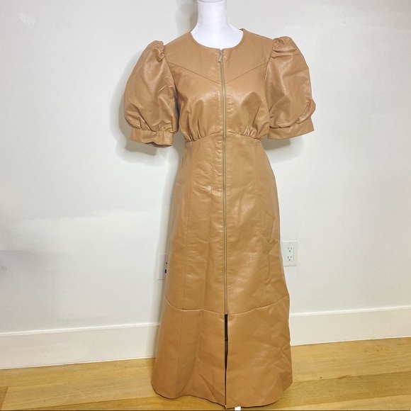 BRAND NEW Faux Leather Zippered MIDI Dress - Picture 6 of 7